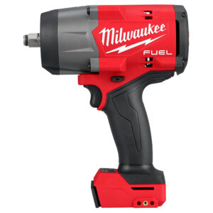 Milwaukee M18 FUEL 1/2″ High Torque Impact Wrench with friction ring, tool only version without battery attached, left side profile view on white background.