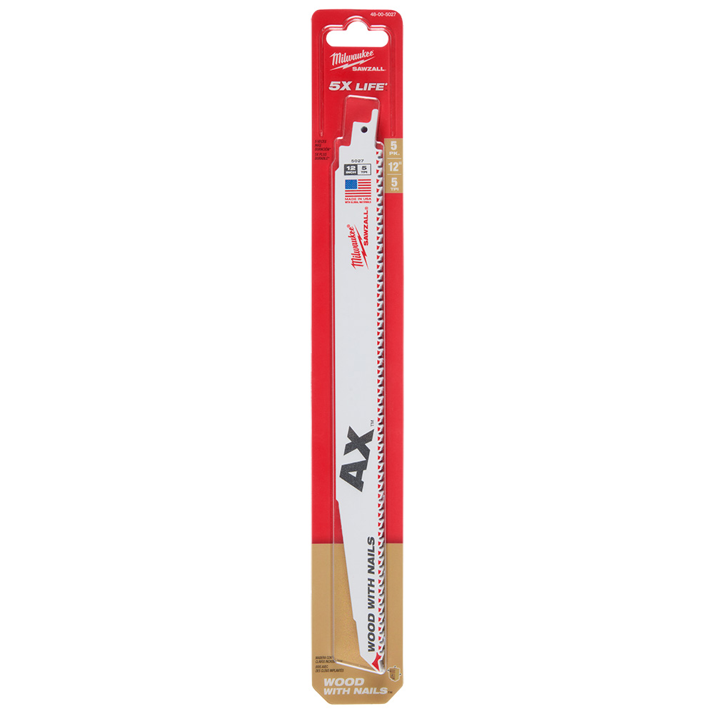 MILWAUKEE® 12" SAWZALL® The AX™ Nail Embedded Wood Blades 5/PK - Image 2