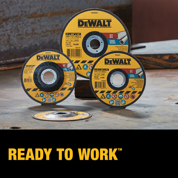 DEWALT DWA8051 4-1/2″ General Purpose Metal Cutting Wheel for angle grinders, aluminum oxide abrasive disc designed for cutting steel and stainless steel.