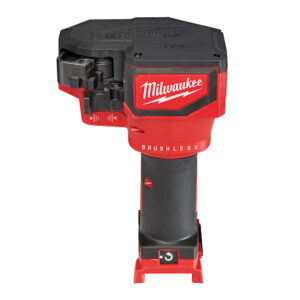 Milwaukee 2872-20 M18 threaded rod cutter top front view showing cutting dies and brushless motor housing, cordless threaded rod cutter product image