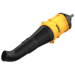 DEWALT DWOAS7BL blower attachment, axial fan blower with concentrator nozzle, front angled nozzle view on white background, blower attachment product image