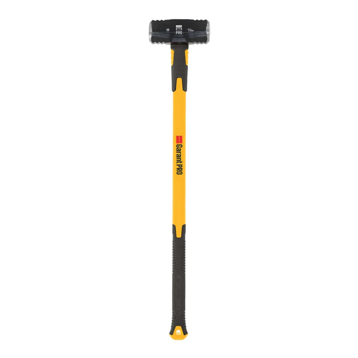 Garant Pro Series 10 lb sledge hammer with double-face steel head and yellow fiberglass handle, GarantPro branding on handle, front view on white background.