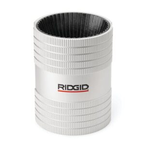 RIDGID inner outer pipe reamer tool showing cylindrical body and internal cutting edges