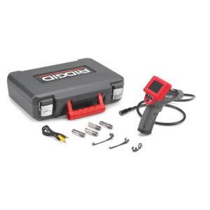 RIDGID micro CA-25 inspection camera kit with case, camera unit, accessories, and cables