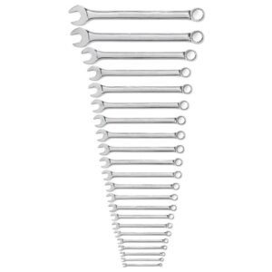22 pc metric combination wrench set with long pattern design