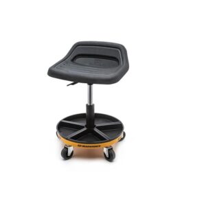 adjustable swivel mechanics seat with casters and storage base