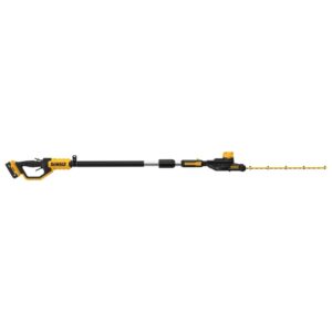 DEWALT DCPH820P1 20V MAX pole hedge trimmer with extended shaft, articulating head, and 22 in. blade for high-reach trimming
