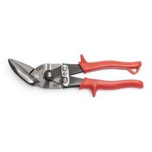 WISS M6R aviation snips offset left cut metal snips with red handles on white background