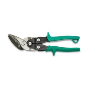 WISS M7R aviation snips offset right cut metal snips with green handles on white background