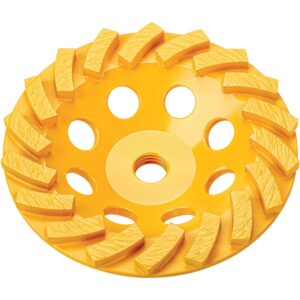 DEWALT DW4777T 5 inch XP turbo diamond cup wheel with swirl segment pattern for aggressive concrete grinding and masonry surface preparation