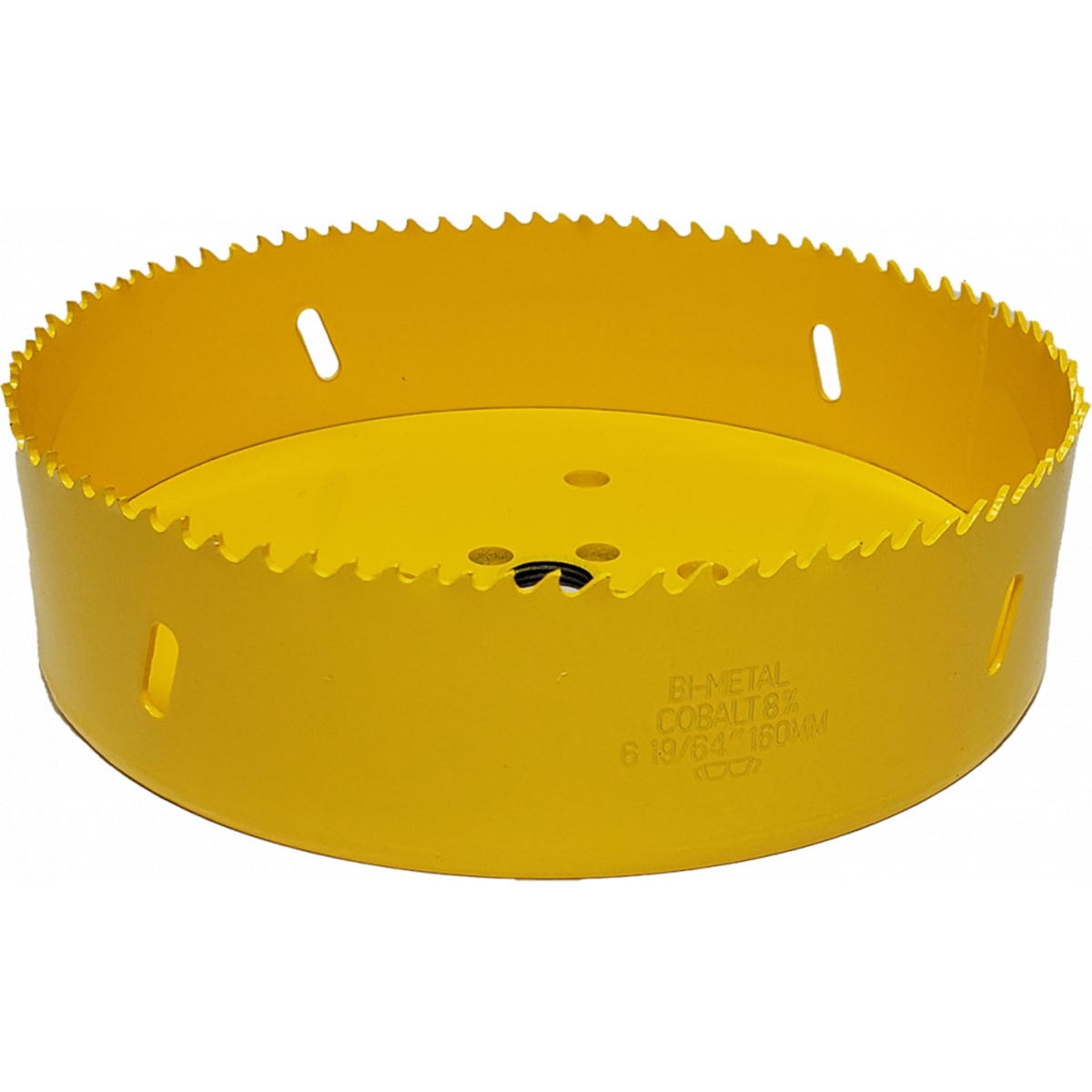 20.1500.200 KARNASCH 7-7/8" (200 mm) bi-metal hole saw product image with 8% cobalt cutting edge, variable tooth pattern, and side ejection slots for large-diameter hole cutting applications.