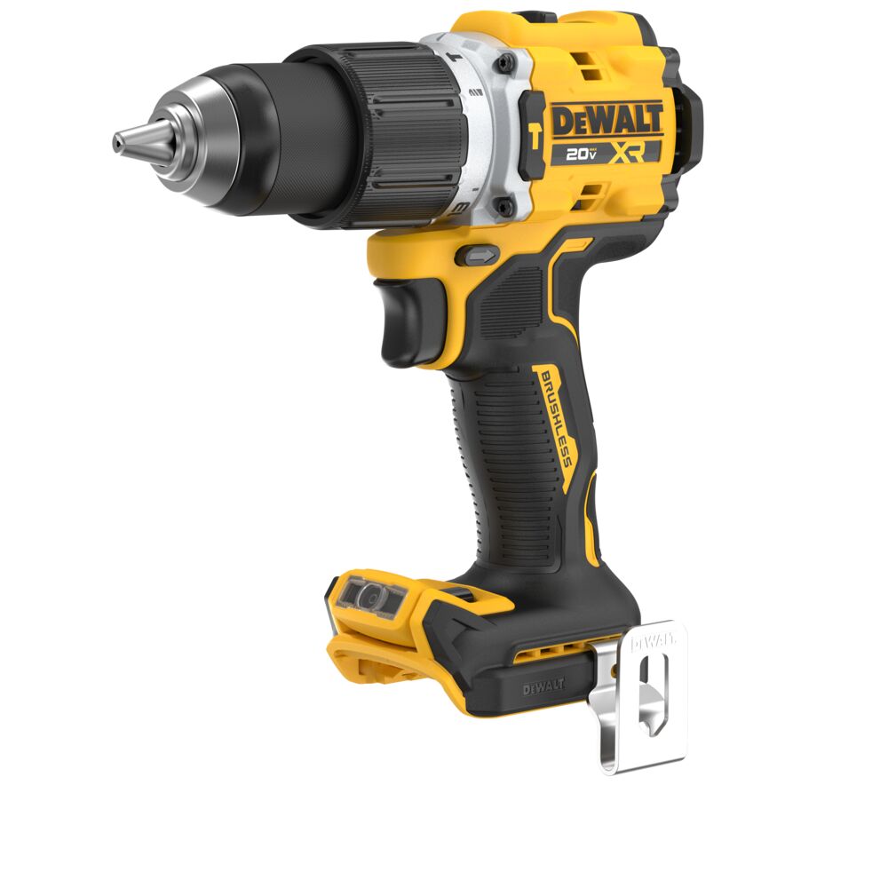 DEWALT DCD806B 20V MAX XR Brushless Cordless 1/2" Hammer Drill (Tool Only) product image showing hammer drill with 1/2" metal ratcheting chuck, brushless motor, and belt hook.