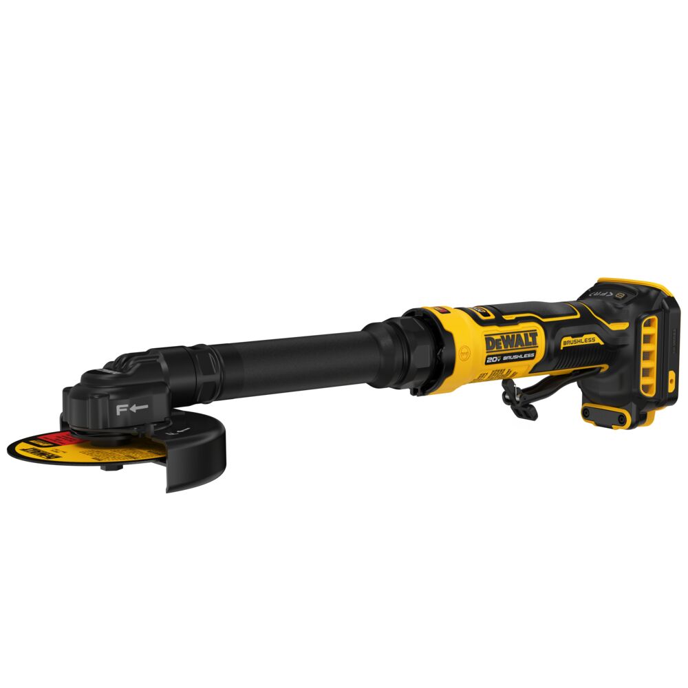 DEWALT DCG432XB ATOMIC COMPACT SERIES 20V MAX 4 in. Extended Cut-Off Tool (Tool Only) product image with extended nose design, brushless motor, cutting wheel, and wheel guard