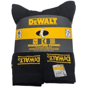 DXSC187 DEWALT cotton blend black crew work socks 6-pack in retail packaging