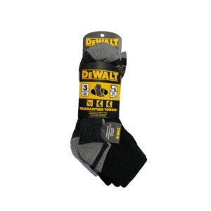 DXSC188 DEWALT performance cotton blend quarter-cut socks 3-pack in black and grey