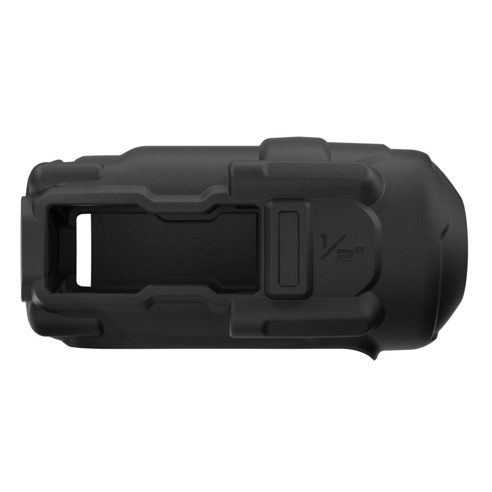 Rear view of the DEWALT PB961B protective rubber boot showing the battery opening and custom-molded design for the DCF961 20V MAX XR 1/2 in. high-torque impact wrench.
