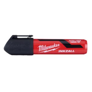 MILWAUKEE 48-22-3260 INKZALL Extra Large Chisel Tip Black Marker product image shown horizontally with cap attached on a white background