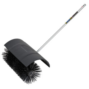 MILWAUKEE 49-16-2741 M18 FUEL QUIK-LOK Bristle Brush Attachment product image with 23-inch rotating bristle brush, protective guard and silver attachment shaft on a white background.