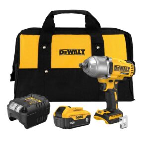 DEWALT DCF900P1 20V MAX XR 1/2" High Torque Impact Wrench Kit product image showing impact wrench, 5.0Ah battery, charger and kit bag