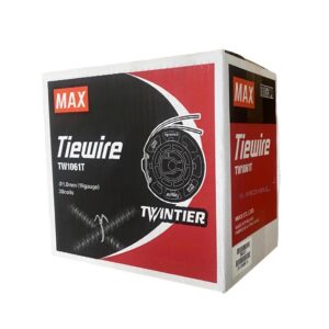 MAX TW1061T 19 Gauge Rebar Tie Wire for TwinTier Tools SKU TW1061T product image showing the 30-roll box with TwinTier wire spool illustration and MAX TieWire packaging.