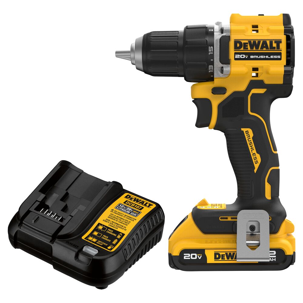 DEWALT DCD794D1 ATOMIC 20V MAX Brushless 1/2″ Drill/Driver Kit product image with 2.0Ah battery and charger