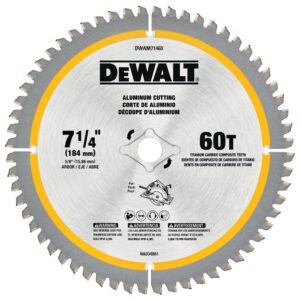 DEWALT DWAM71460 7-1/4" 60T aluminum cutting saw blade with 5/8" arbor product image