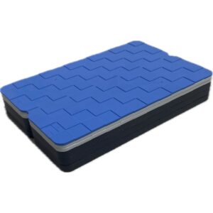 4″ x 6″ heavy-duty plastic shim pack product image showing six interlocking, colour-coded shims stacked on a white background