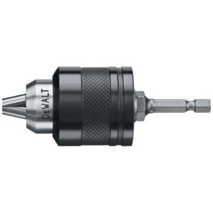 DEWALT DW0521 3/8 in. Quick-Connect Impact Chuck product image showing knurled sleeve and 1/4 in. hex shank on a white background.