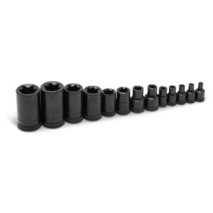 GEARWRENCH 80583 13-piece External Torx Socket Set product image showing black sockets arranged by size on a white background.